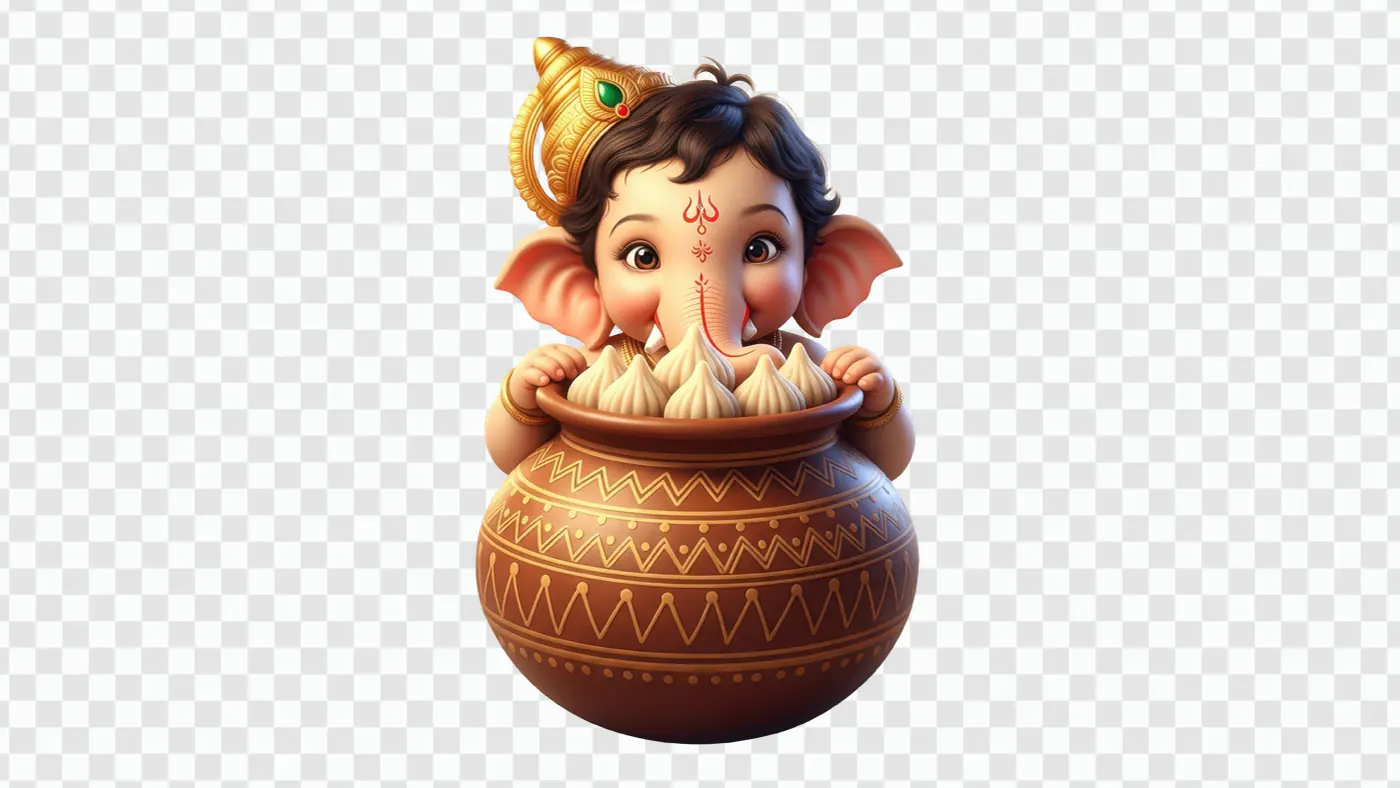 Cute Ganesha Eating Modaks PNG Clipart