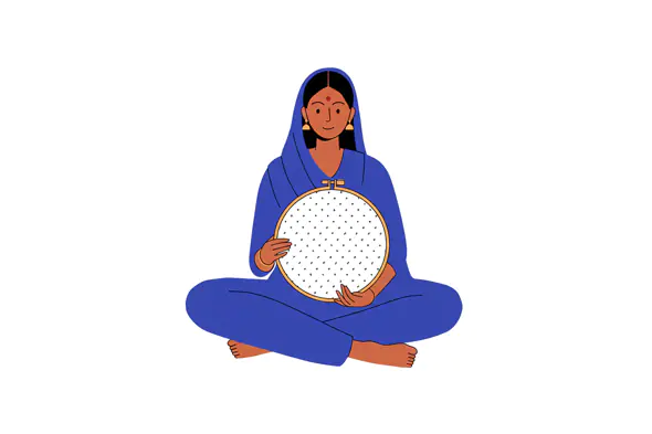 Indian Embroiderer Vector Graphic