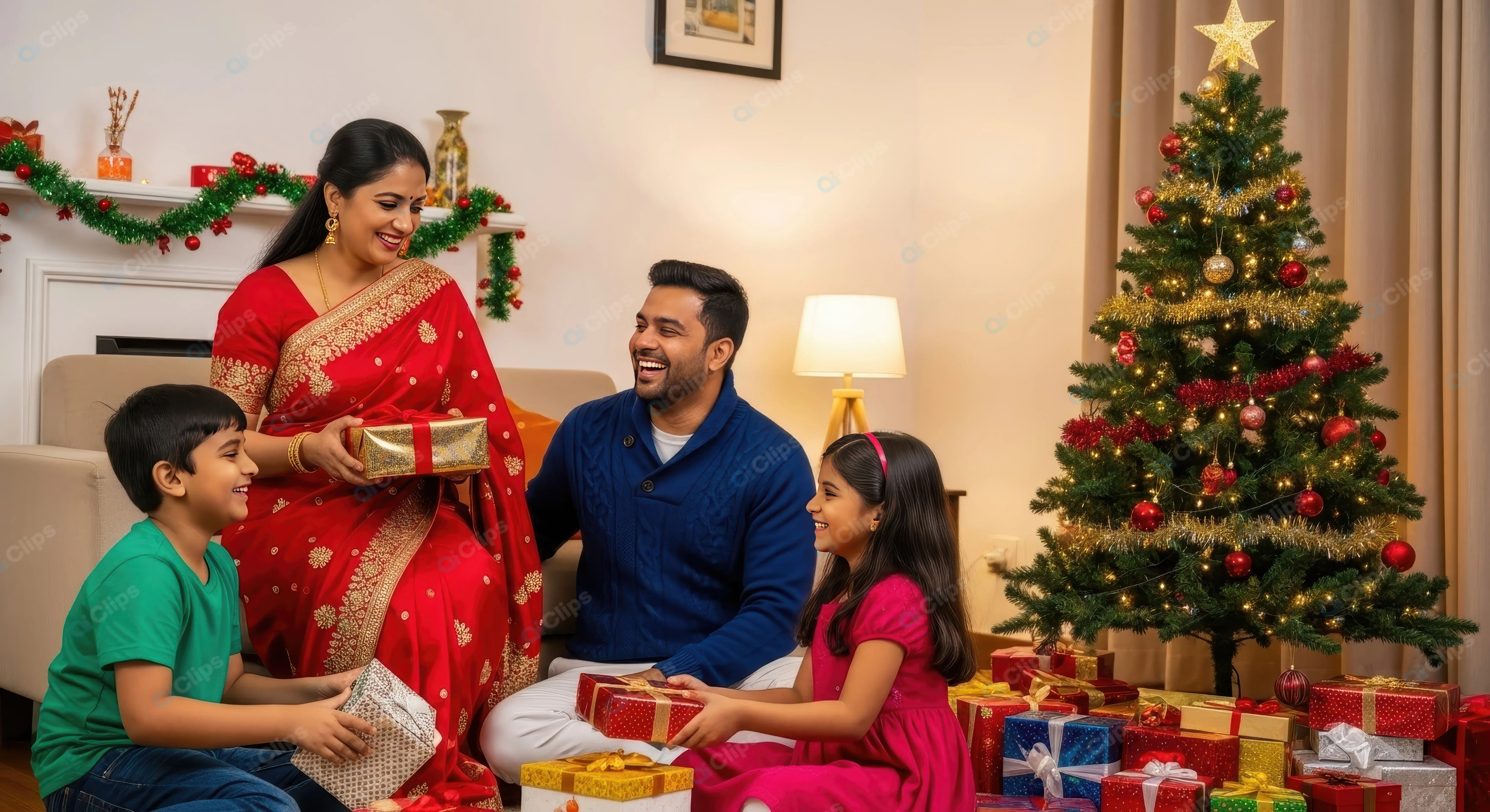 Indian Family Sharing Christmas Joy