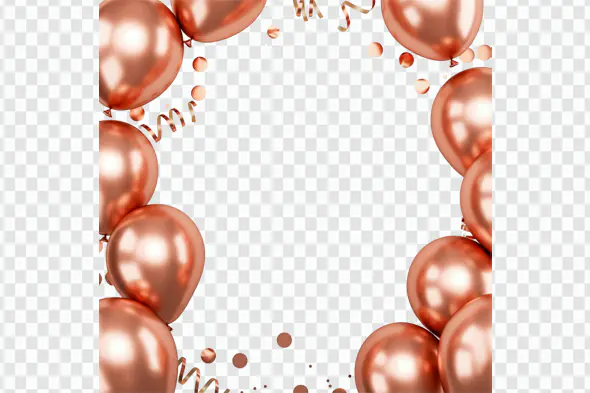Luxurious Rose Gold Balloon Frame Border PNG