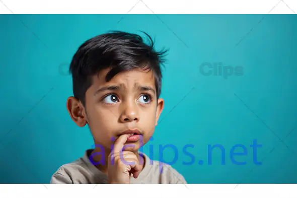 Curious Young Boy Thinking