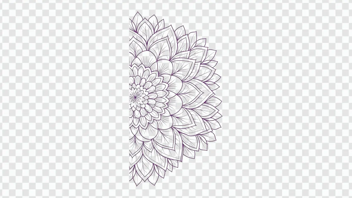 Elegant Purple Floral Line Art Mandala Clipart PNG