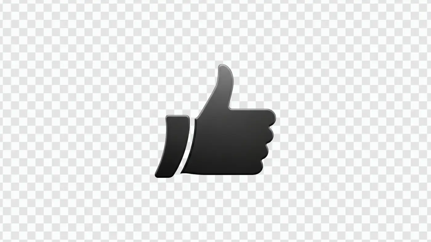Sleek Black Thumbs Up Hand Gesture Clipart PNG