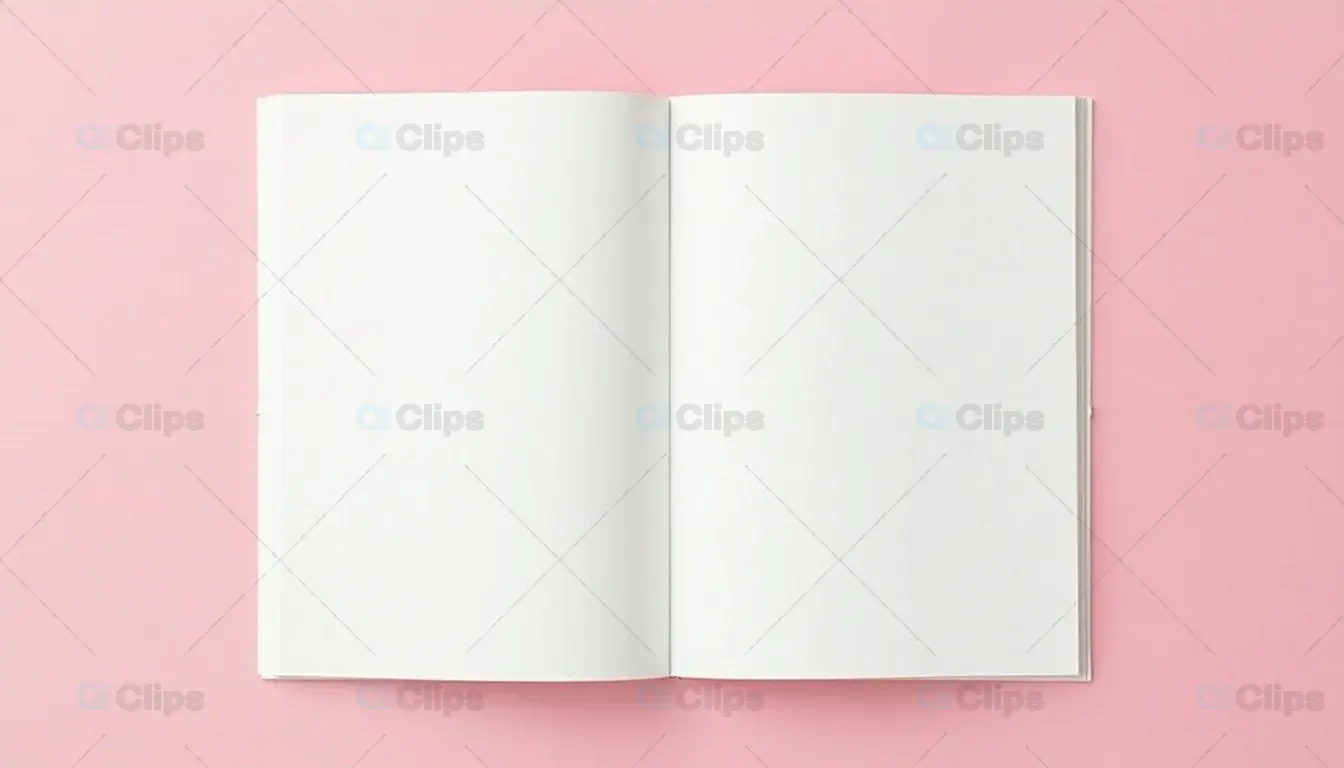 Open Blank Book on Pink Background