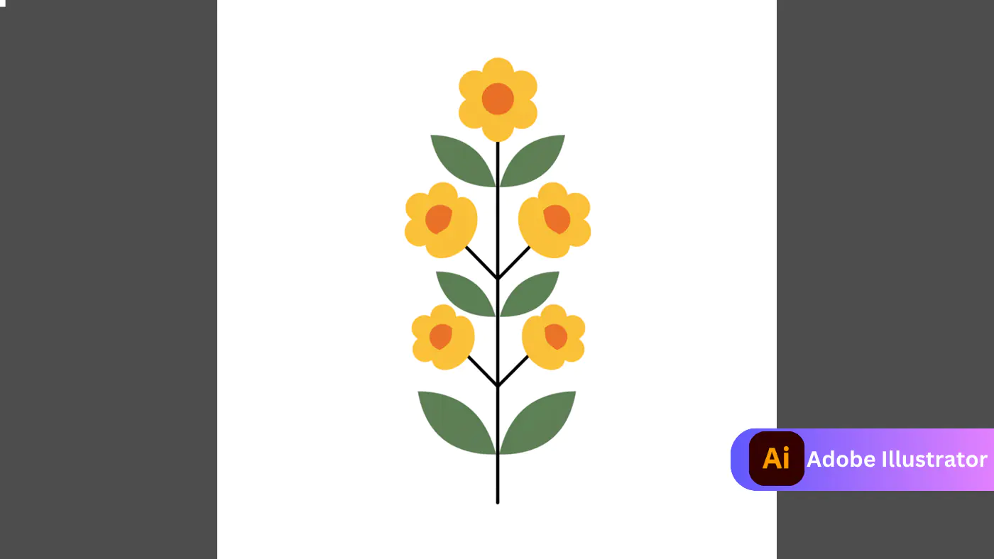 Symmetrical Floral Stem Vector