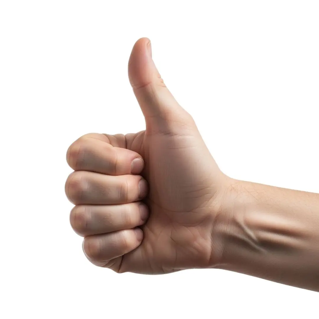 Photorealistic Male Hand Thumbs Up Gesture PNG Clipart