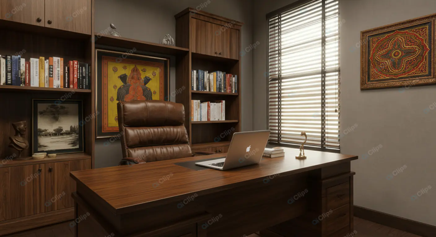Sophisticated Home Office with Indian Art