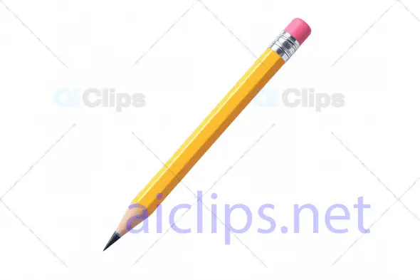 Realistic 3D Yellow Pencil with Eraser