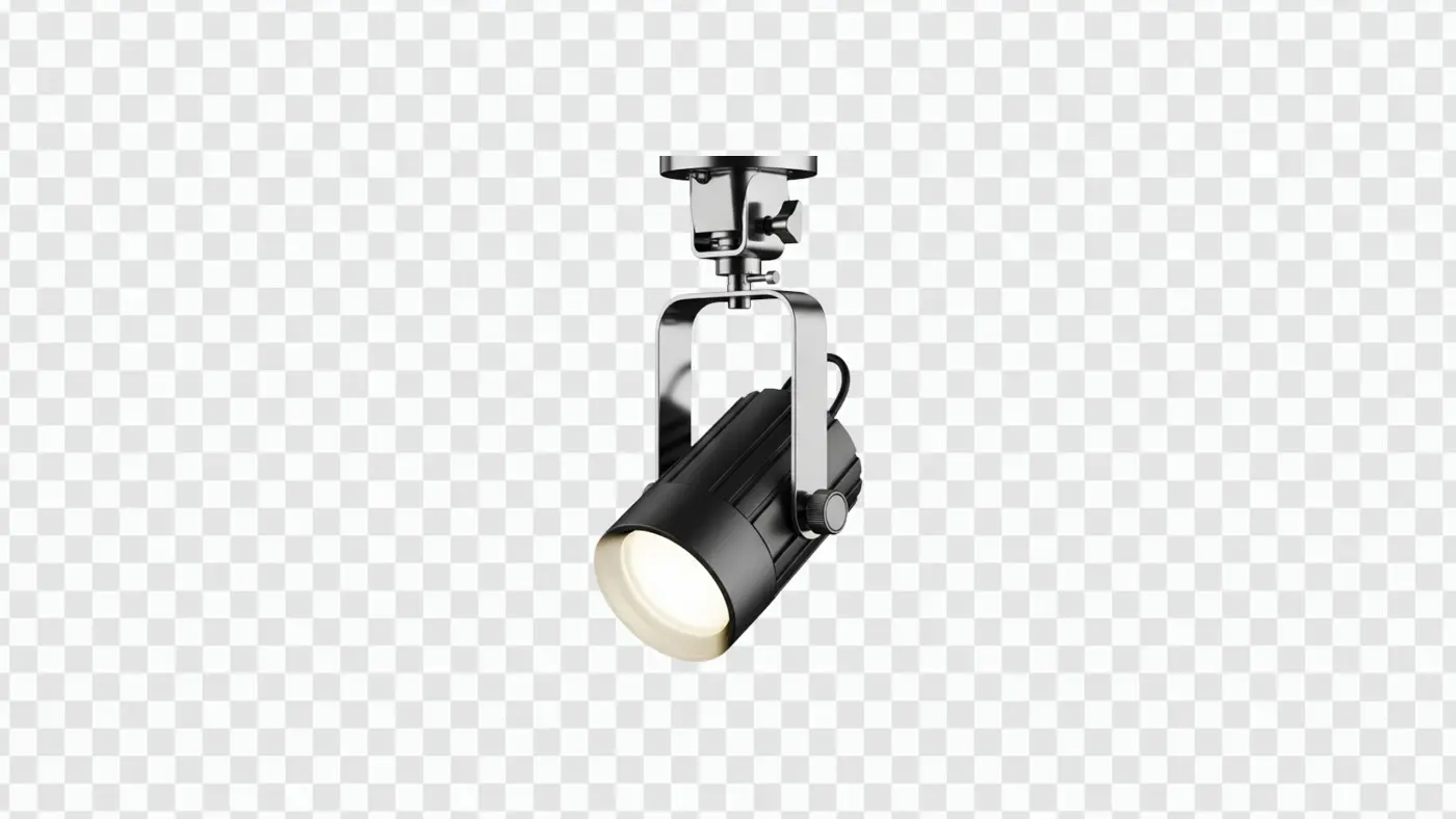 Adjustable Black and Chrome Ceiling Spotlight Clipart PNG