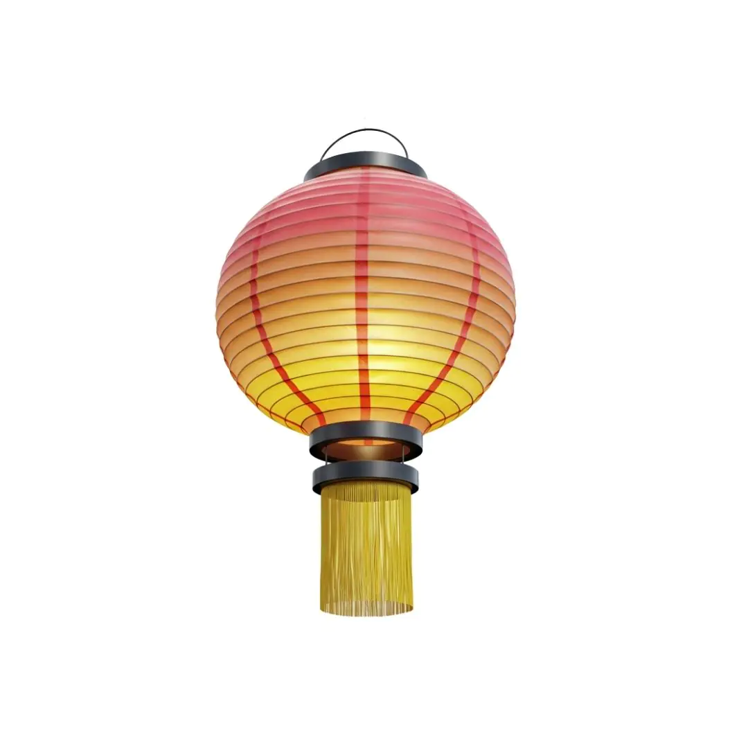 Vibrant Chinese Paper Lantern with Tassel Detail