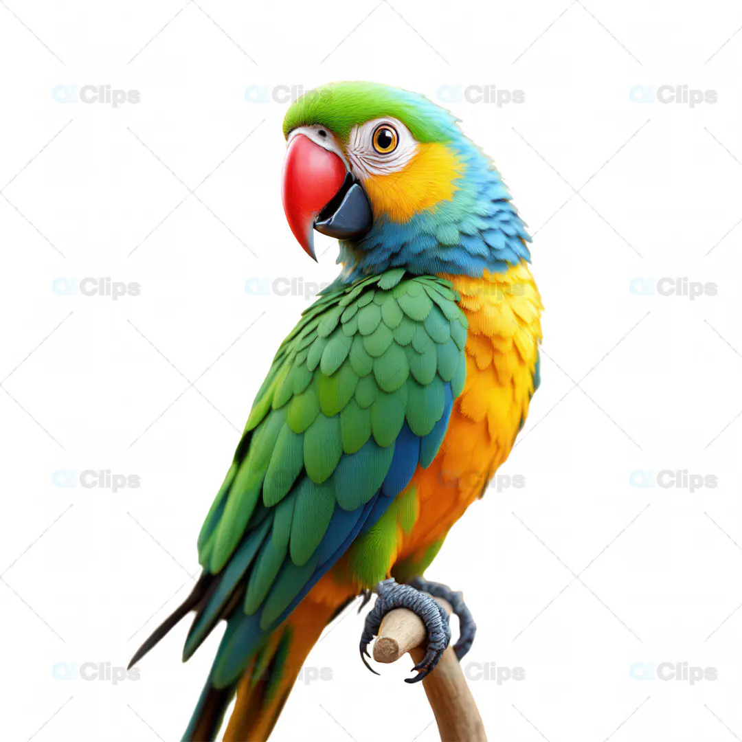 3D Colorful Parrot Illustration - Realistic Tropical Bird Model