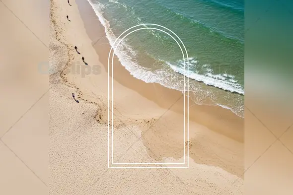 Golden Coastline Mockup with Arch Graphic Overlay
