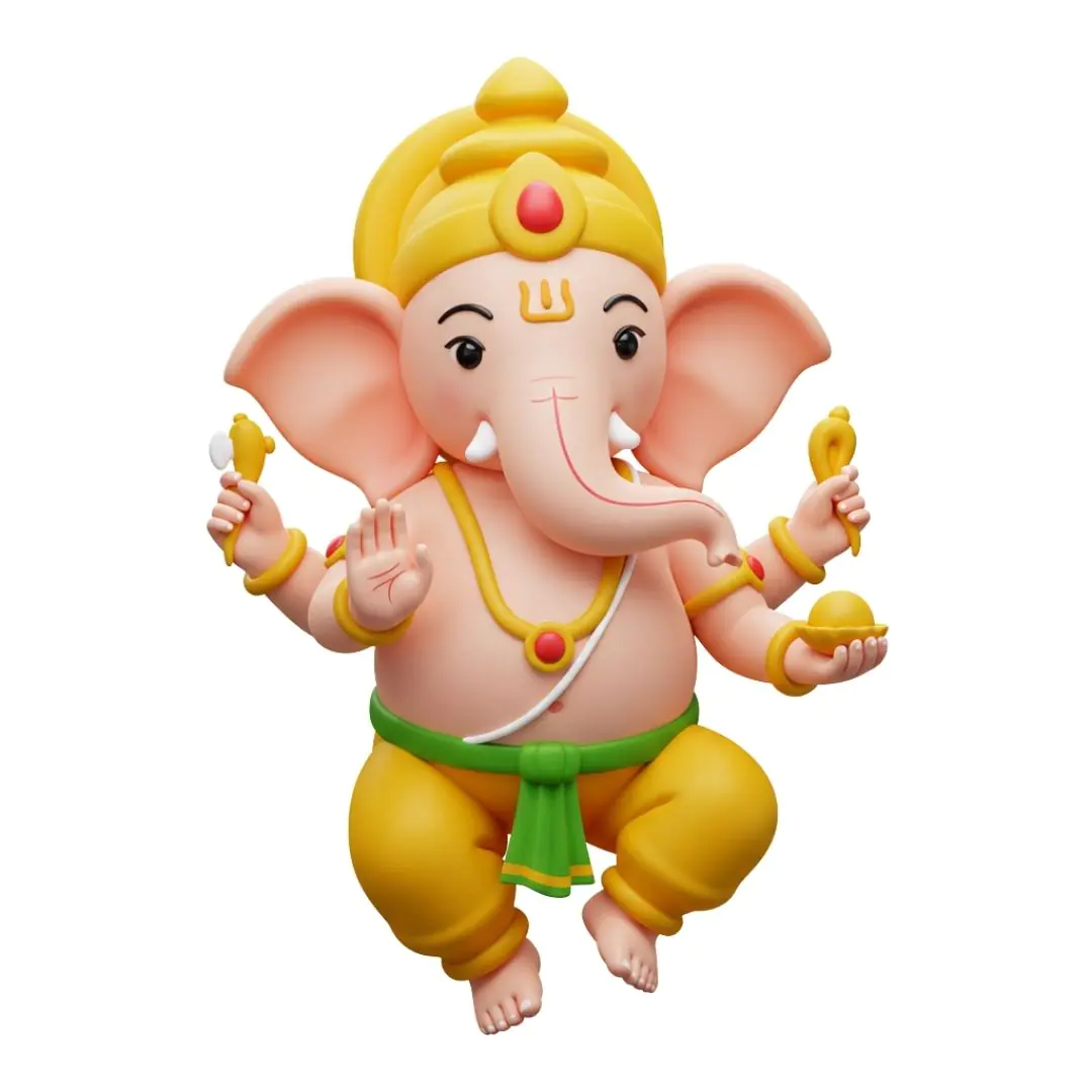 Adorable 3D Ganesha figurine with yellow pants