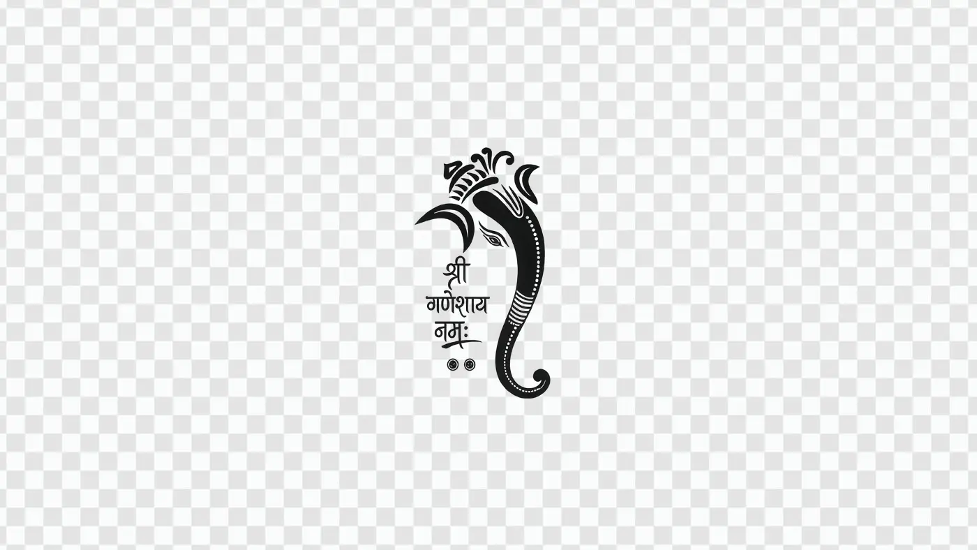 Shri Ganeshay Namah Mantra Grey Calligraphy Ganesha PNG