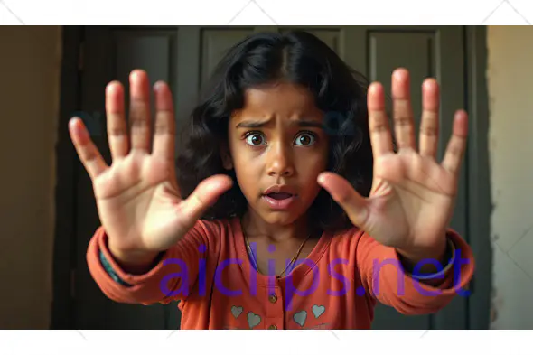 Surprised Girl Showing Hands