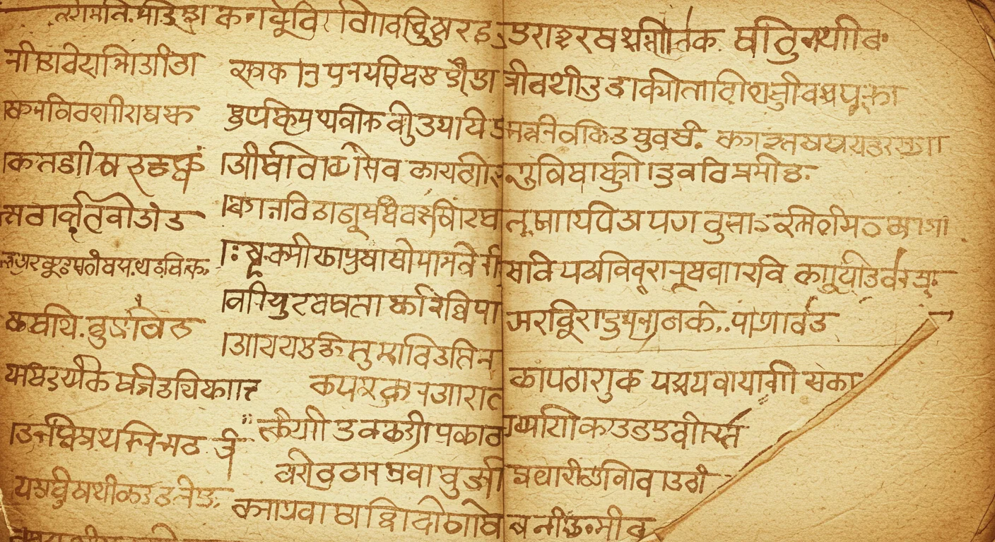 Aged Sanskrit Manuscript with Devanagari Calligraphy | Ancient Indian Script Texture