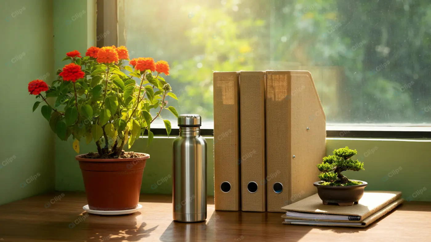 Serene Home Office Windowsill