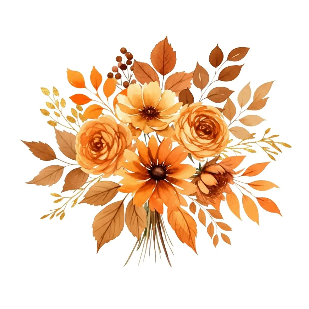 Vibrant Autumn Floral Bouquet PNG Clipart