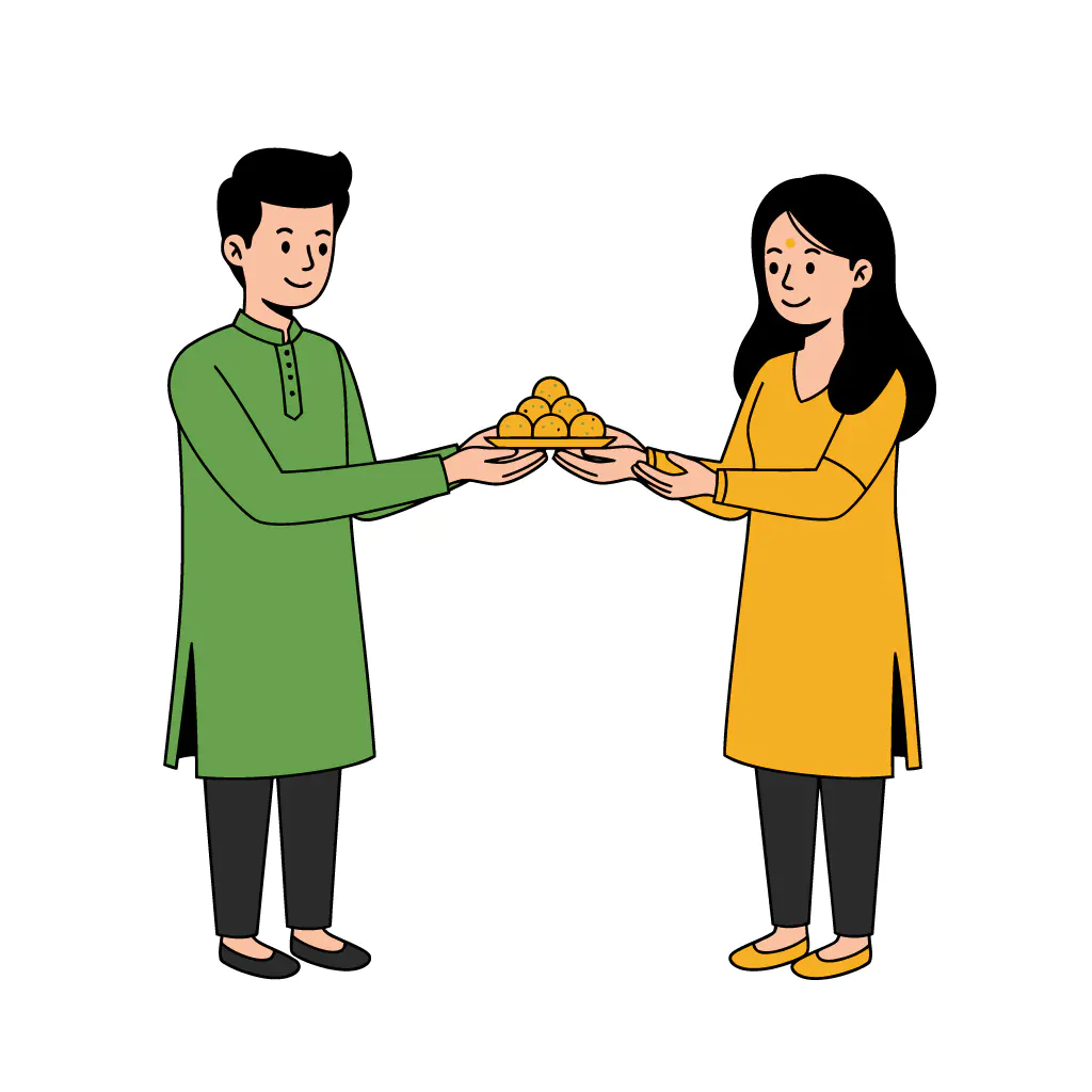 Indian Couple Sharing Sweets Vector