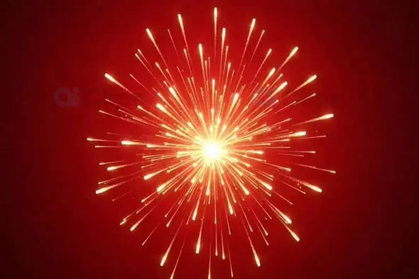 Fiery Firework Explosion on Red Background