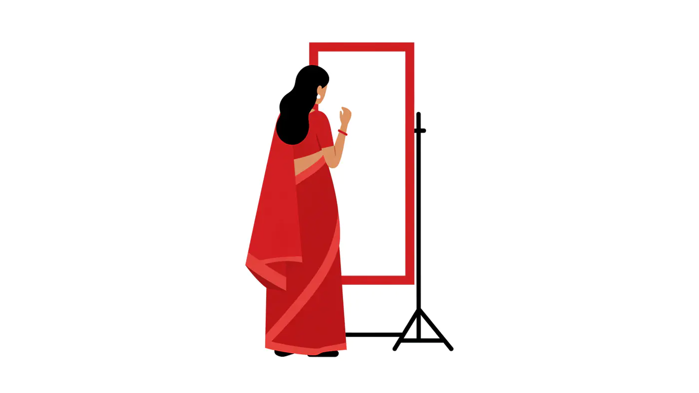 Indian Woman Mirror Vector