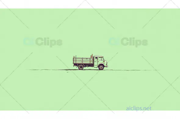 Minimalist Vintage Truck on Green Background