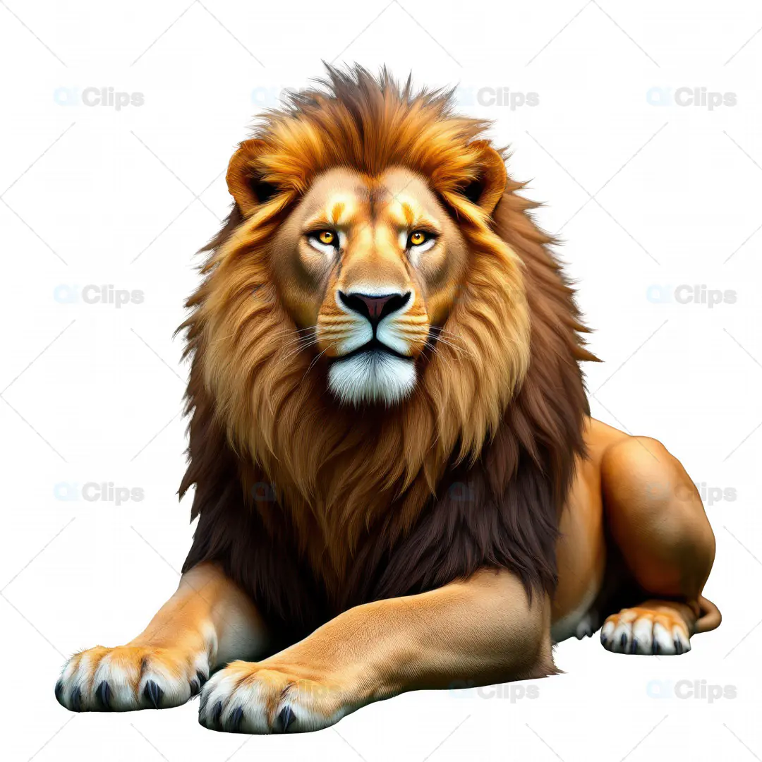 Regal Lion Lying Pose 3D Model
