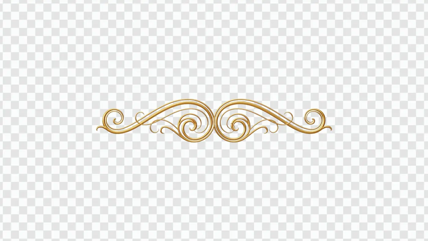 Elegant Gold Baroque Ornamental Swirl Divider Clipart PNG