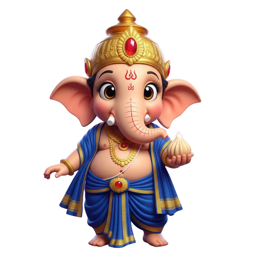 Charming Baby Ganesha in Royal Attire PNG