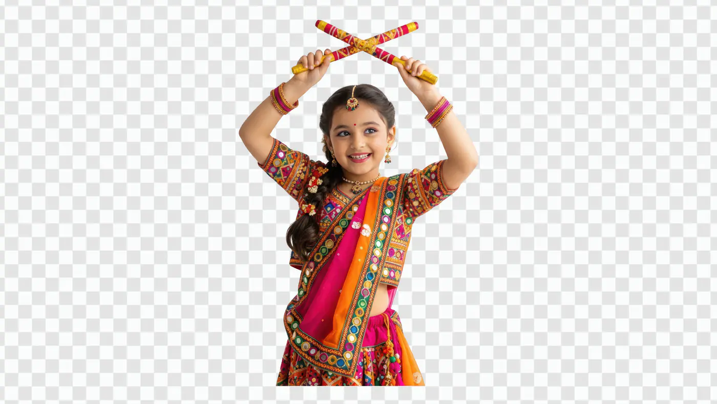 Joyful Young Dancer Performing Traditional Garba Celebration