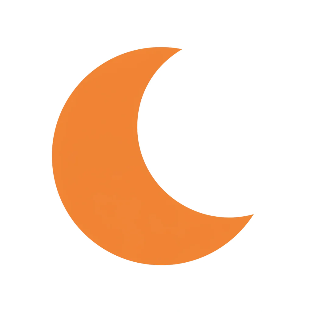Vibrant Orange Crescent Icon