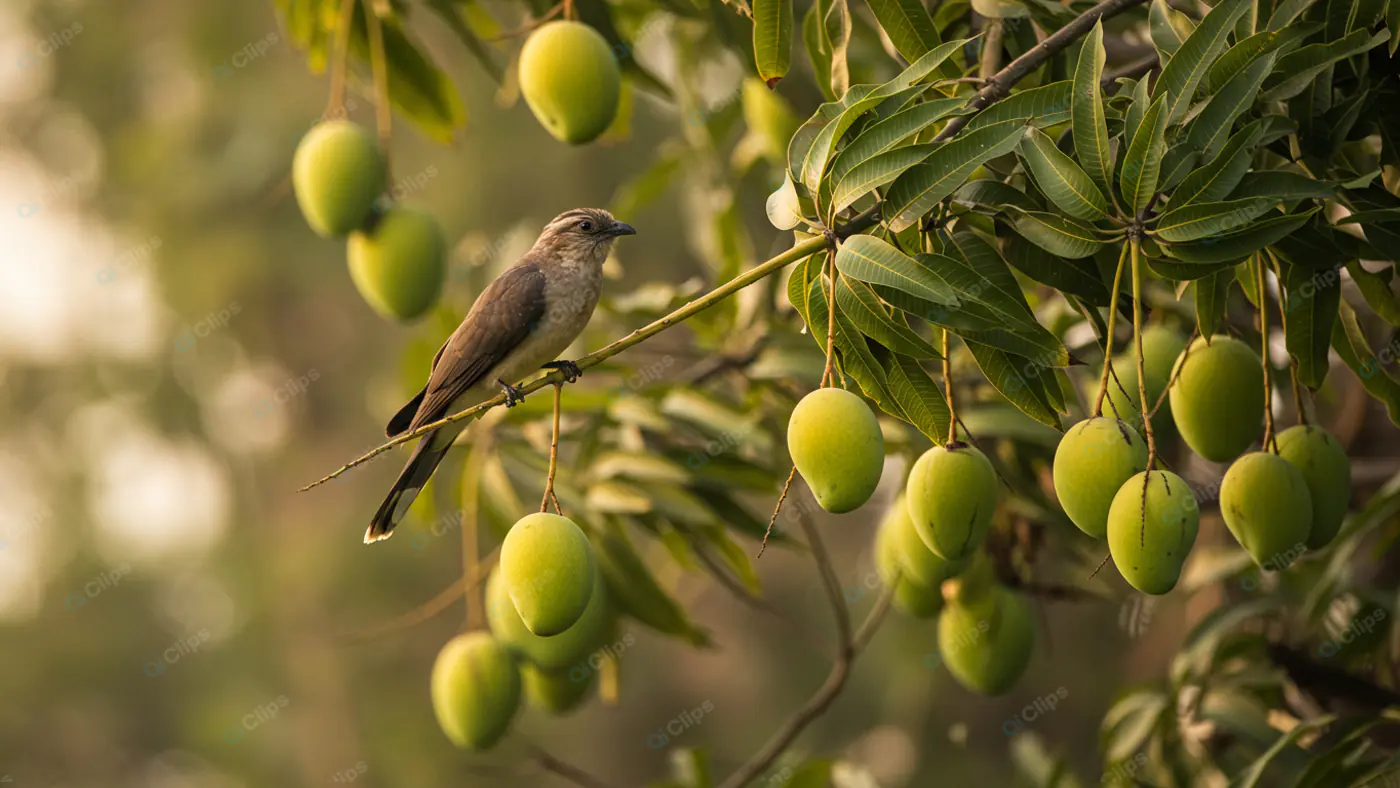 Songbird Perched on Mango Tree