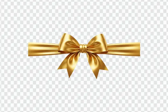 Luxurious Golden Satin Gift Ribbon Bow Clipart PNG