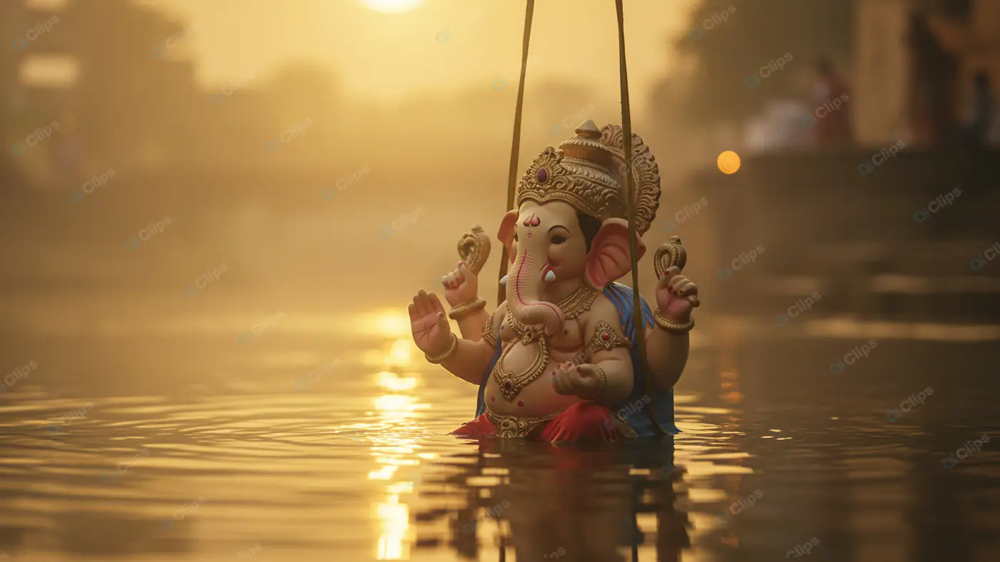 Ganesha Idol Immersion at Golden Hour