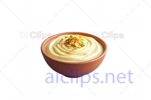 3D Creamy Dessert Bowl with Seeds and Garnish