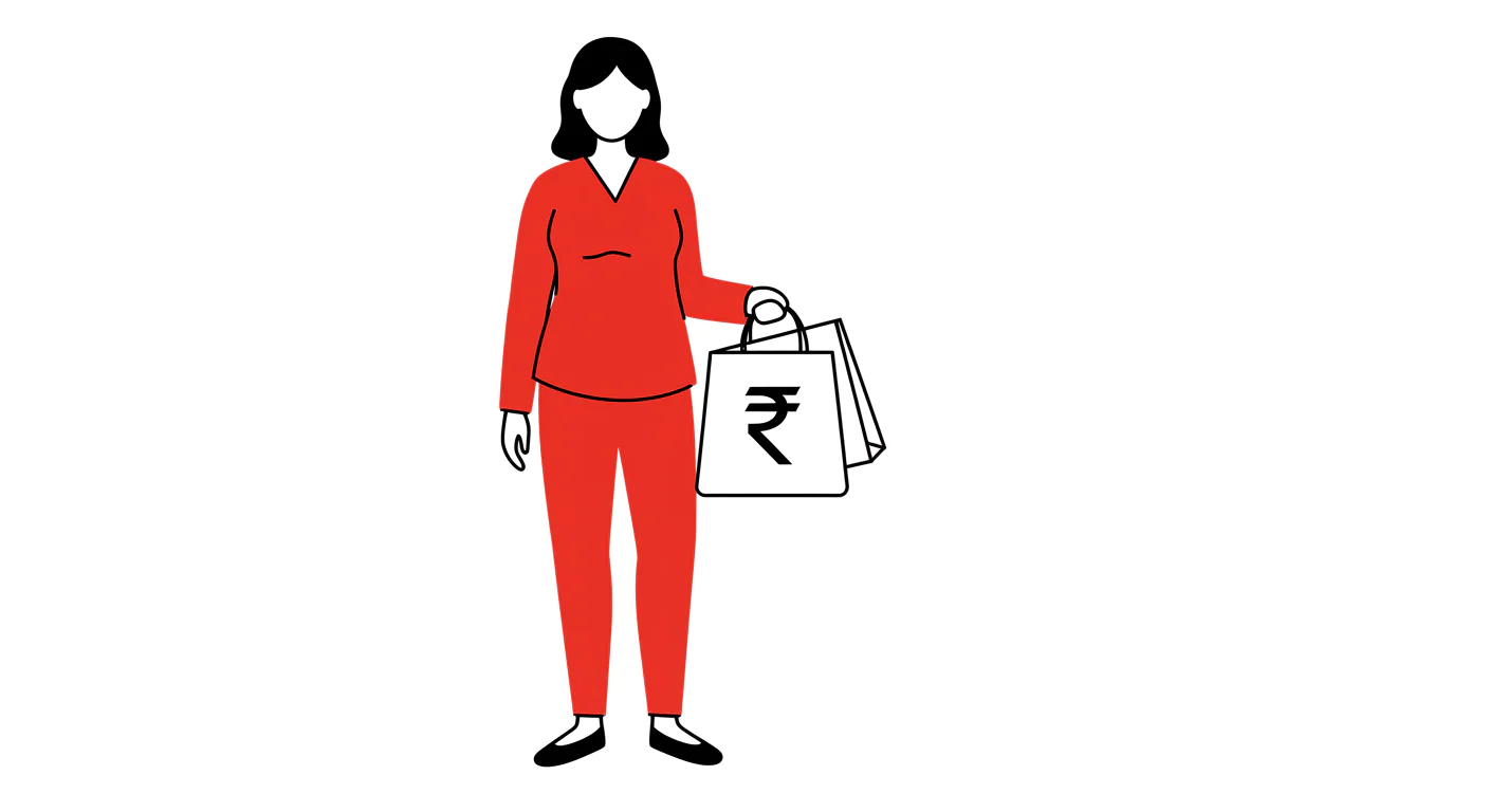 Indian Rupee Shopper Vector