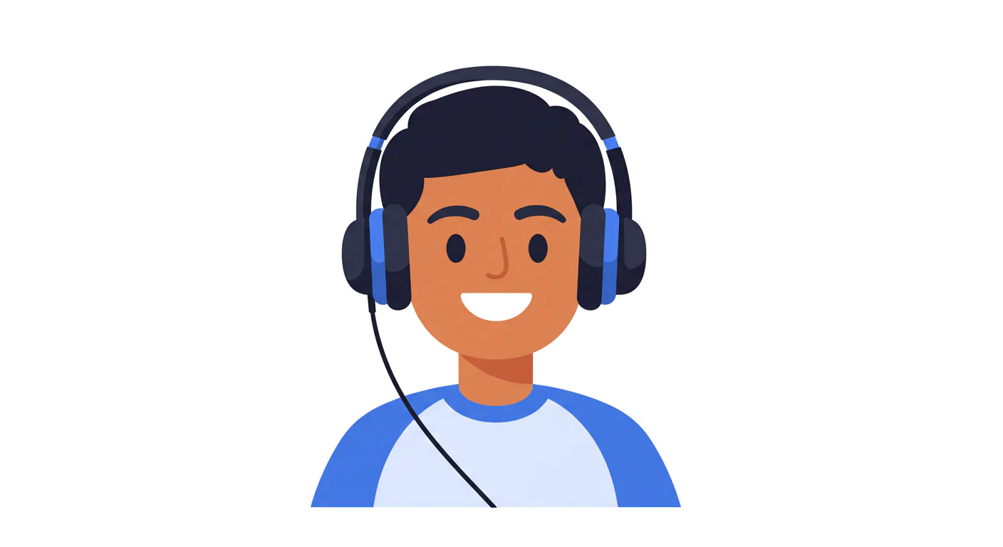 Smiling Boy with Headphones Vector