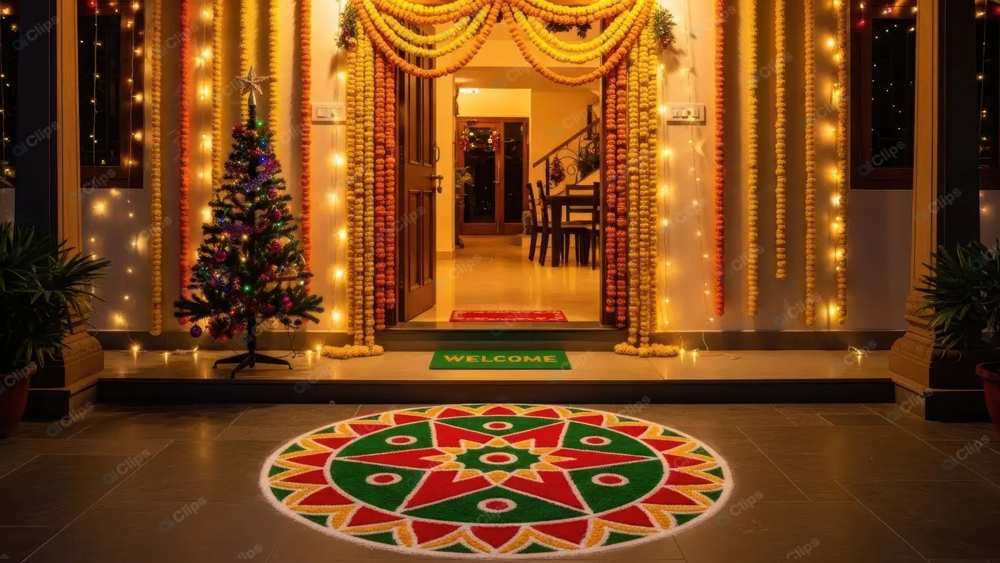Cultural Fusion: Christmas Decorations in an Indian Home