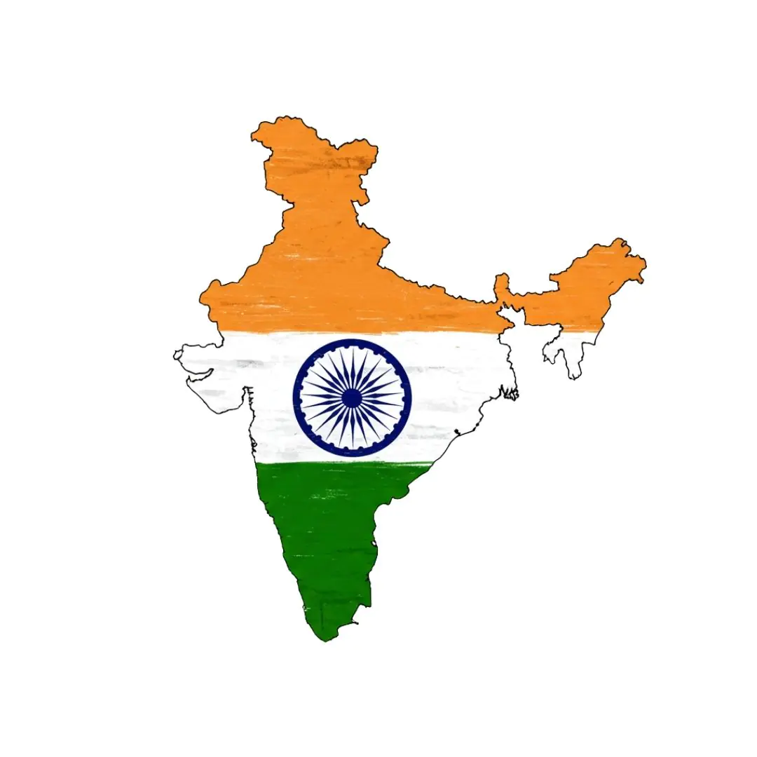 Patriotic Indian Map Silhouette with Flag Colors PNG
