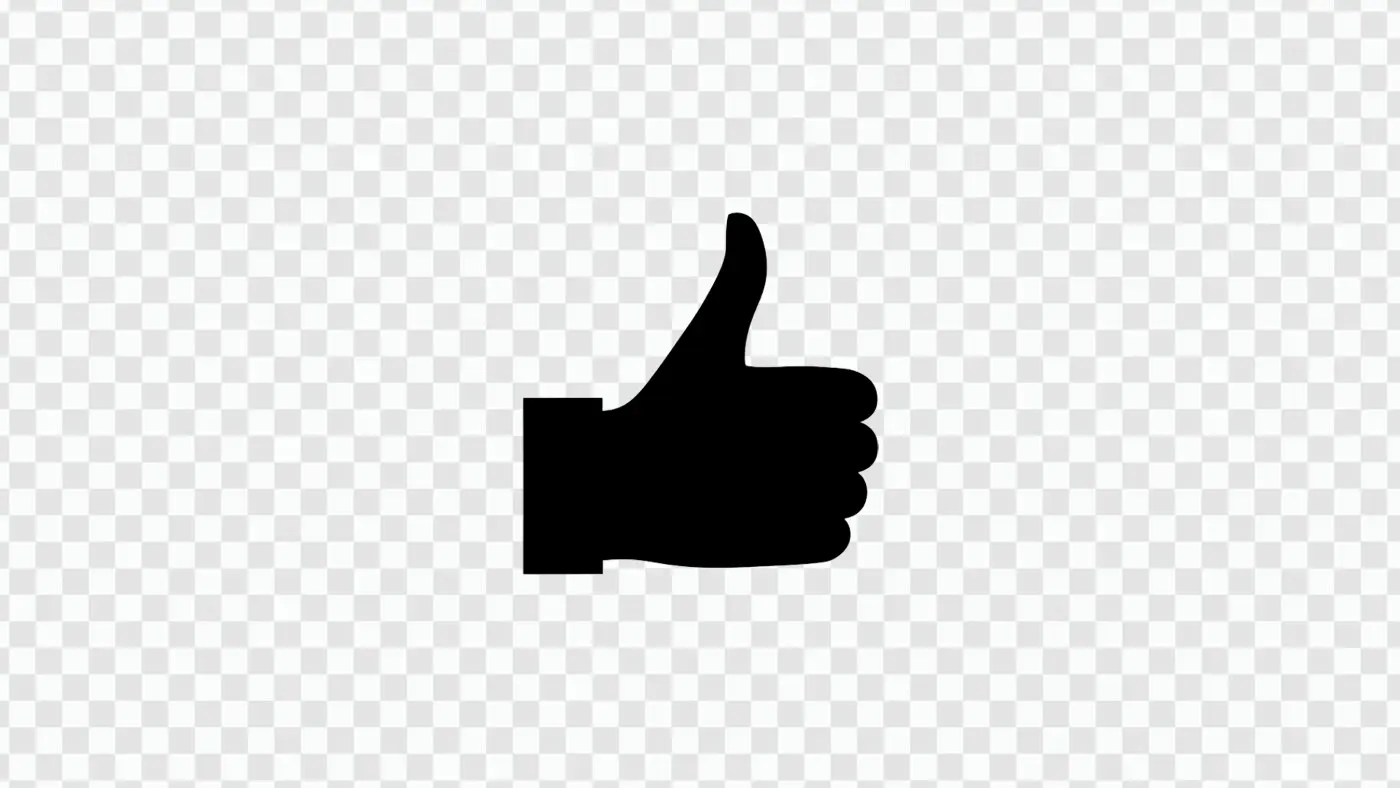 Solid Black Thumbs Up Social Media Icon PNG