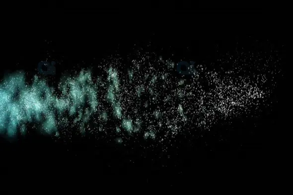 Mystical Teal Particle Dispersal on Dark Background