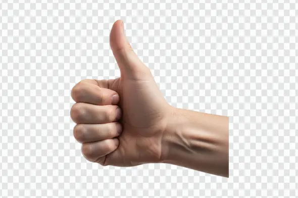 Photorealistic Male Hand Thumbs Up Gesture PNG Clipart
