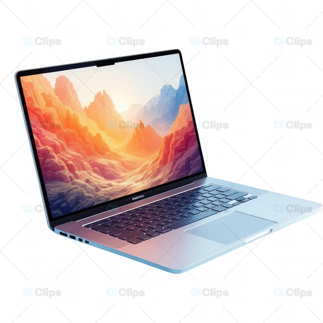 3D Model of a Modern Laptop with Scenic Display