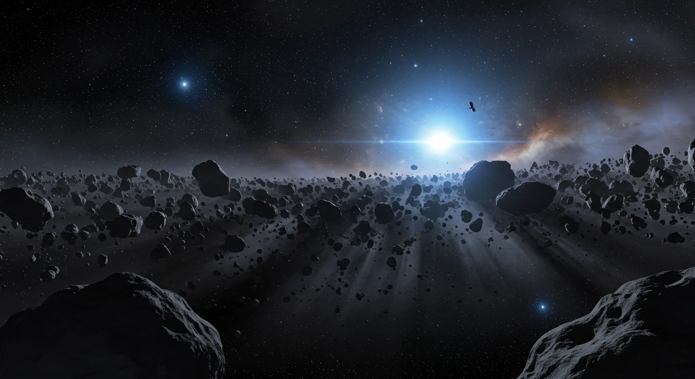 Asteroid Belt in Deep Space with Distant Star – Cinematic Sci-Fi Backdrop