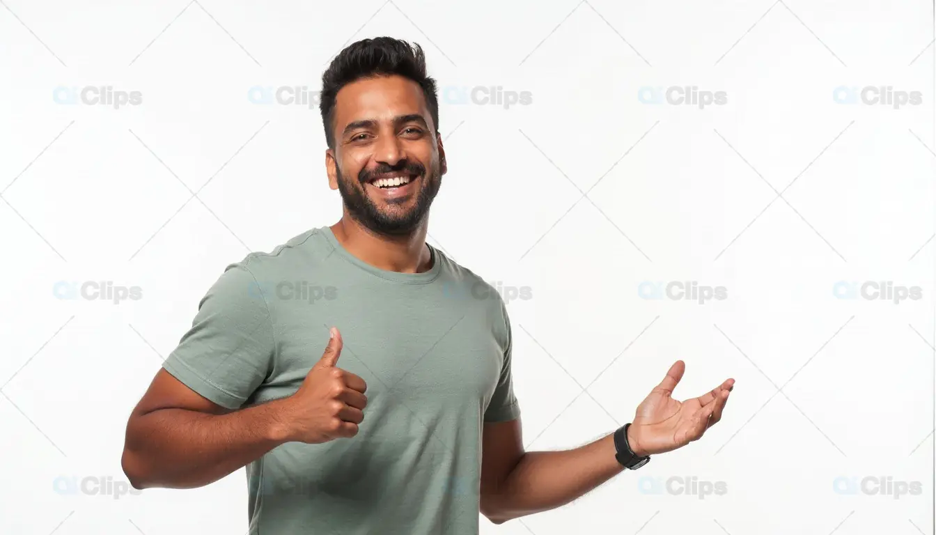 Smiling Man Thumbs Up Casual Pose