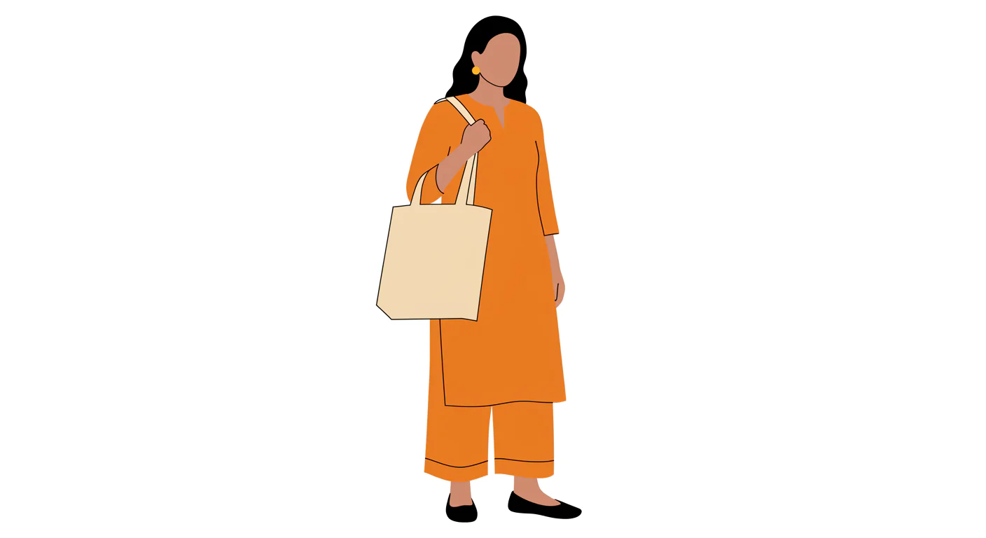 Orange Kurta Shopper Vector