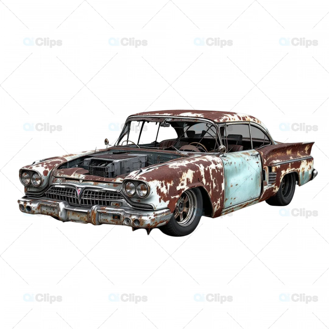 3D Rusted Vintage Car Wreck