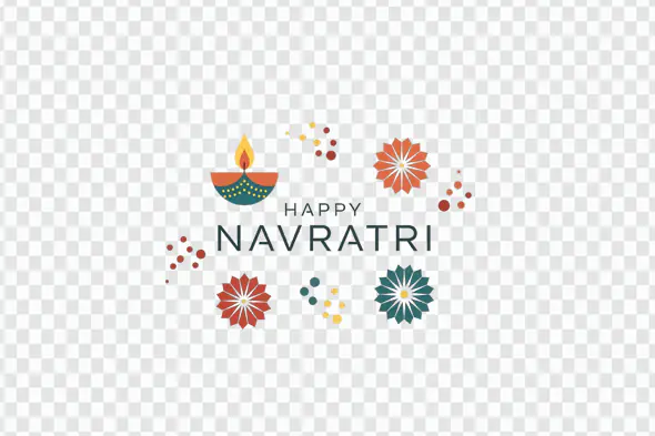 Festive Happy Navratri Greeting Card Design PNG