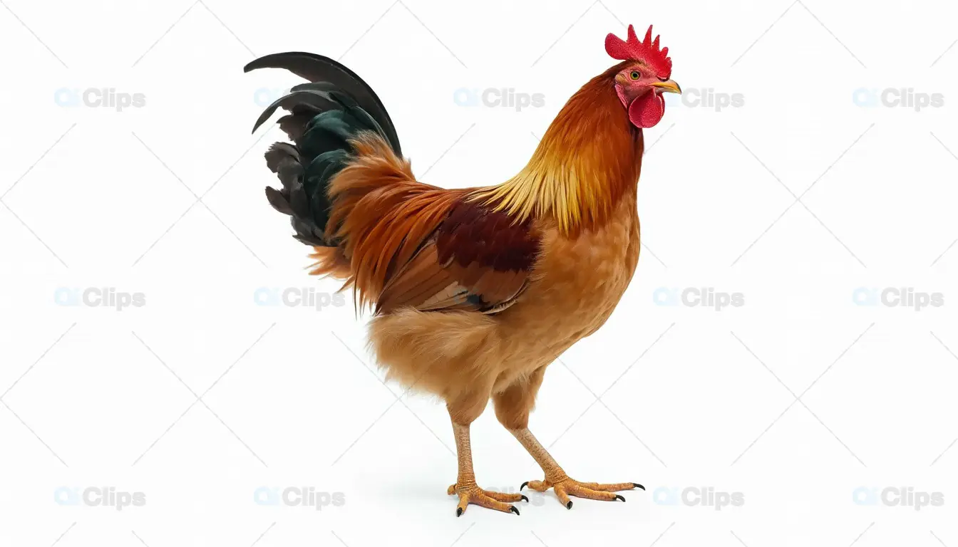 Colorful Rooster on White Background