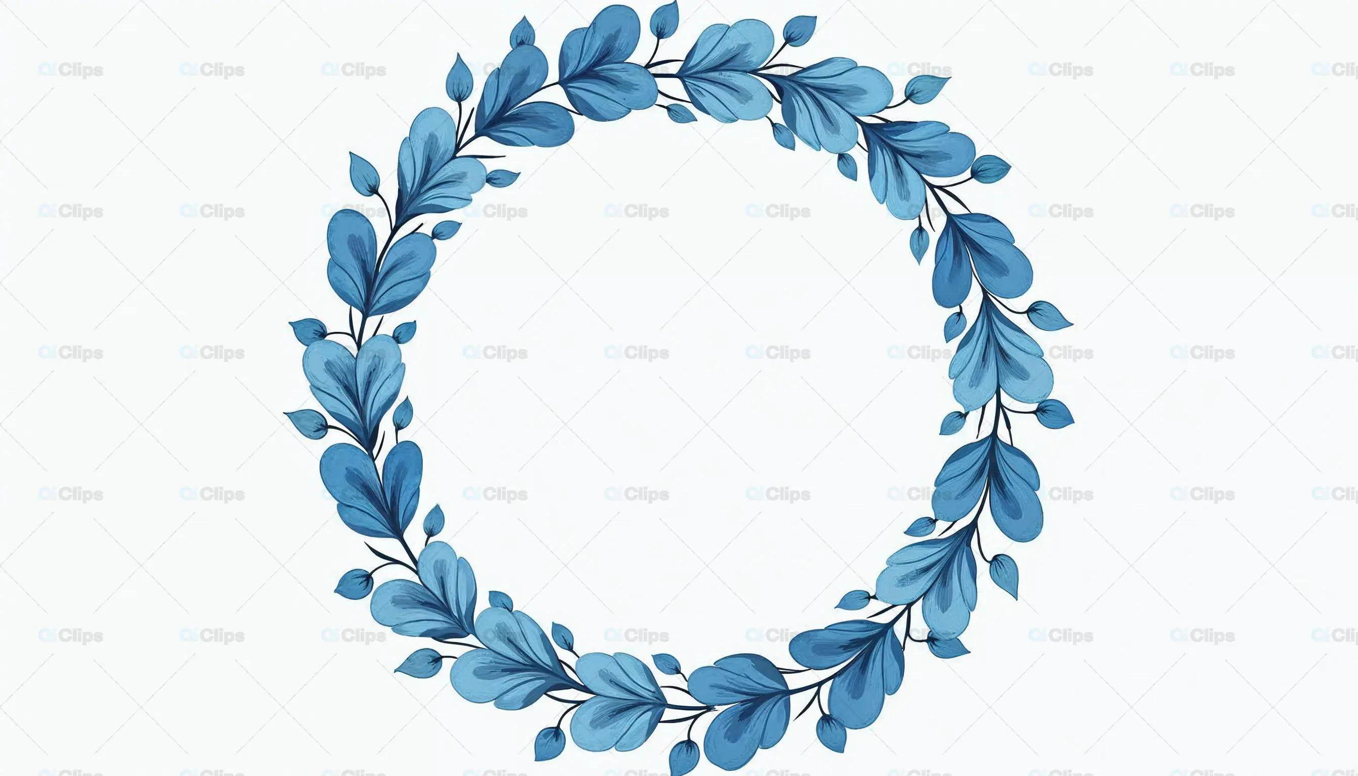 Blue Leaf Wreath Frame